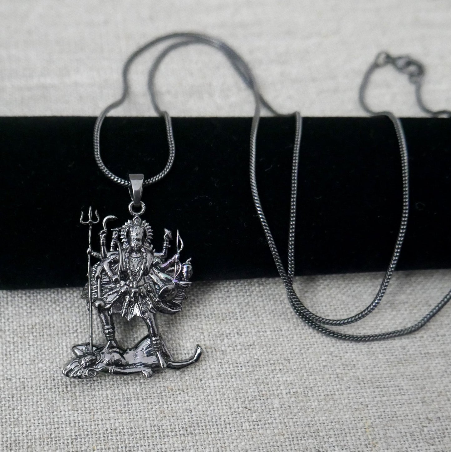 Kali Maa Necklace • Black Brass Pendant • Hindu Goddess Amulet • Spiritual Jewelry