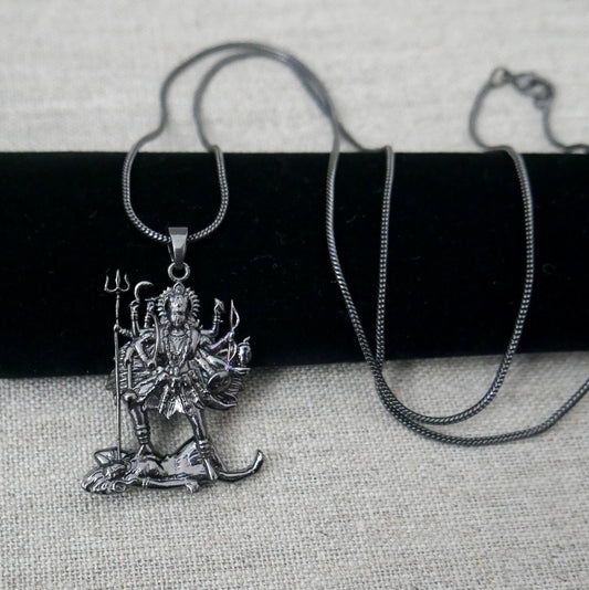 Kali Maa Necklace • Black Brass Pendant • Hindu Goddess Amulet • Spiritual Jewelry