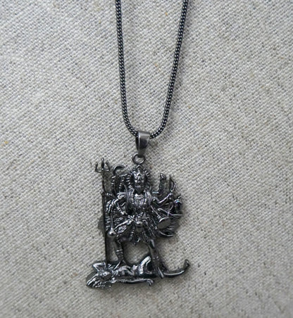 Kali Maa Necklace • Black Brass Pendant • Hindu Goddess Amulet • Spiritual Jewelry