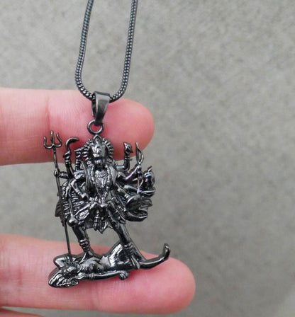 Kali Maa Necklace • Black Brass Pendant • Hindu Goddess Amulet • Spiritual Jewelry