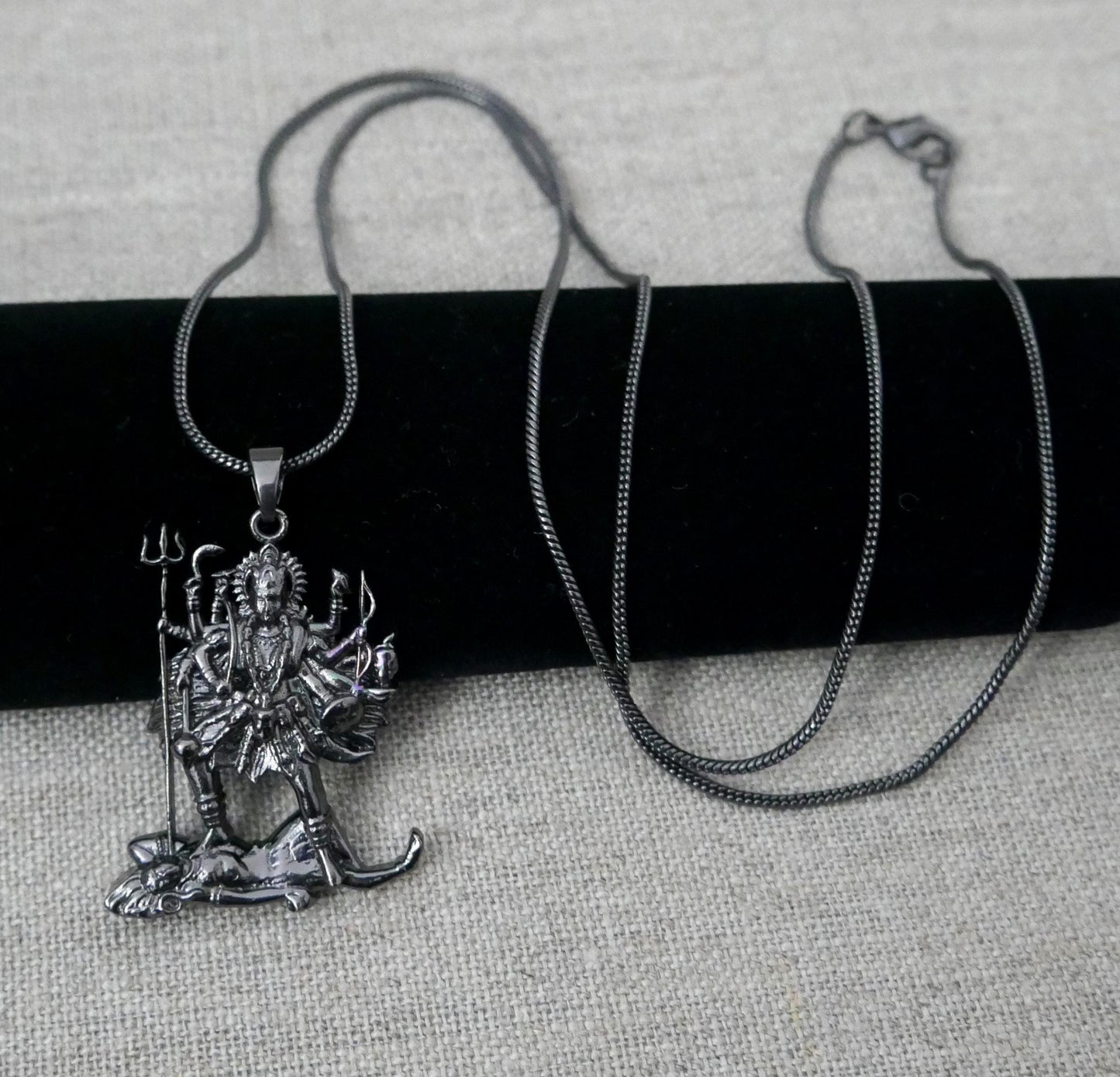 Kali Maa Necklace • Black Brass Pendant • Hindu Goddess Amulet • Spiritual Jewelry