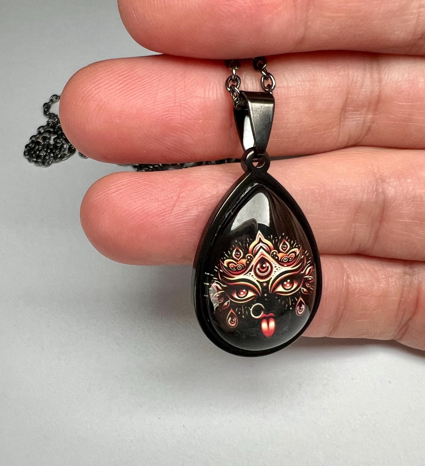 24" Hindu Kali Maa Pendant Necklace | Spiritual Protection Amulet Jewelry Gift