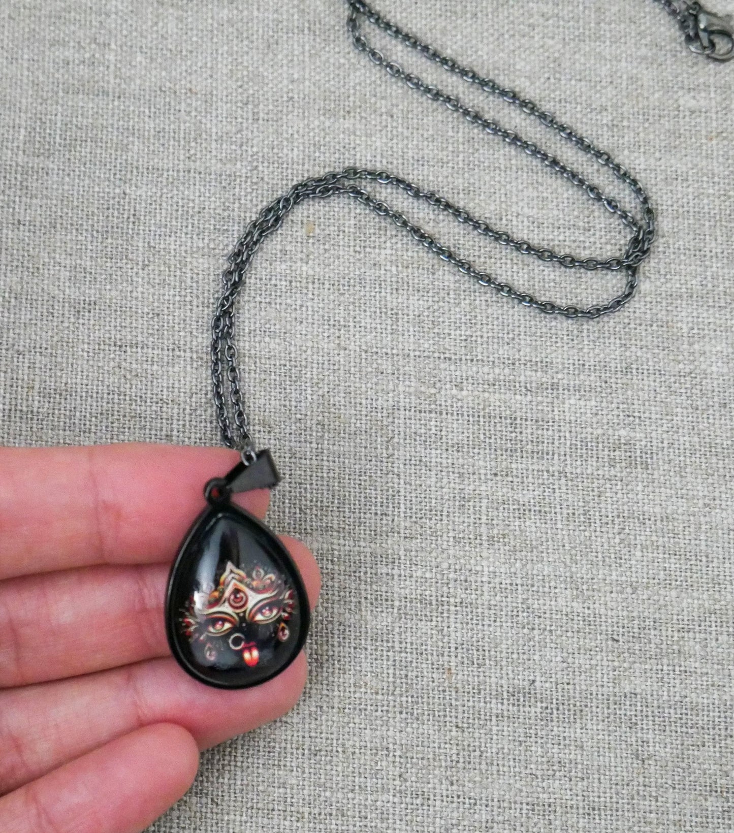 24" Hindu Kali Maa Pendant Necklace | Spiritual Protection Amulet Jewelry Gift