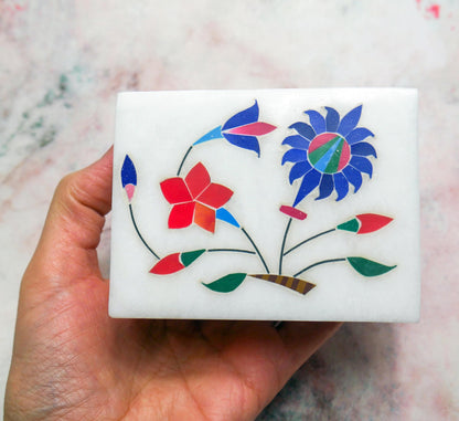 Marble Jewelry Box with Mini Ganesh White Inlay | Trinket Box Handmade Gift Set