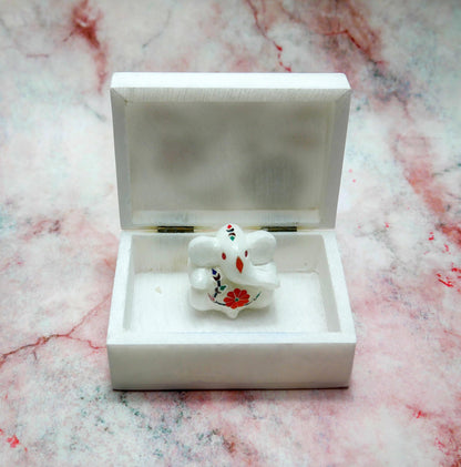 Marble Jewelry Box with Mini Ganesh White Inlay | Trinket Box Handmade Gift Set