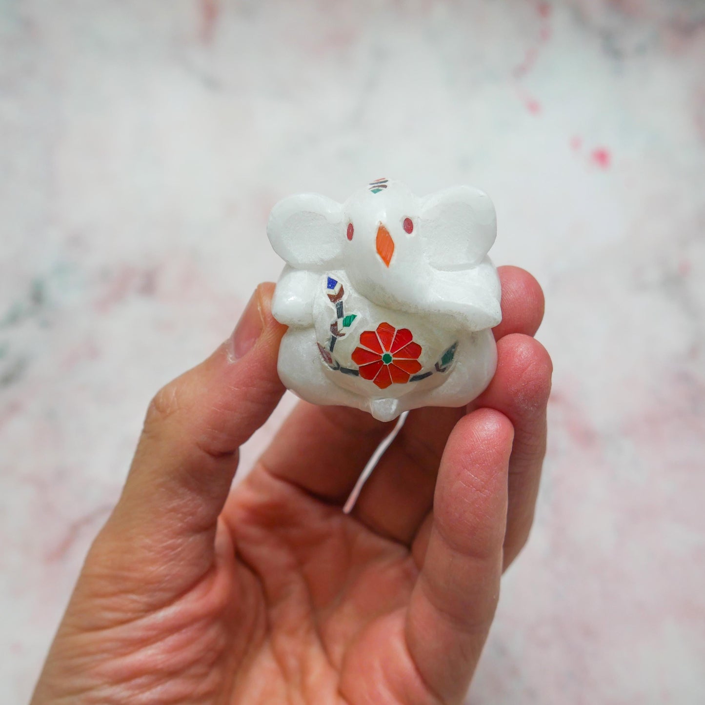 Marble Jewelry Box with Mini Ganesh White Inlay | Trinket Box Handmade Gift Set