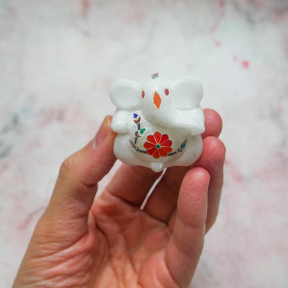 Marble Jewelry Box with Mini Ganesh White Inlay | Trinket Box Handmade Gift Set
