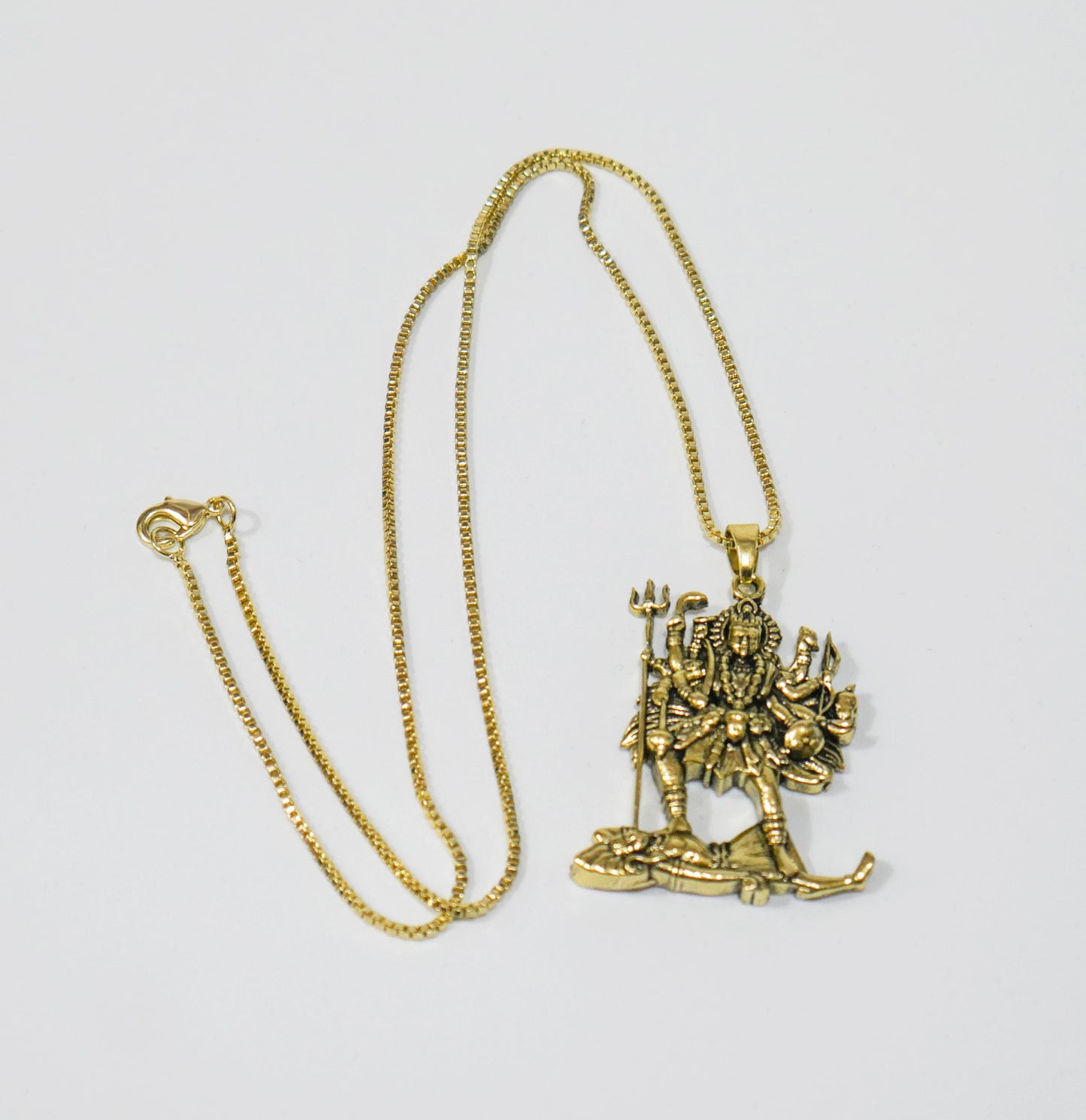 Kali Maa Over Lord Shiva Hindu Pendant Necklace – 18" 14K Gold-Plated Chain