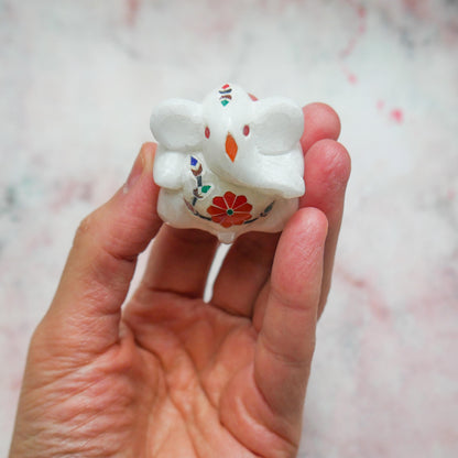 Marble Jewelry Box with Mini Ganesh White Inlay | Trinket Box Handmade Gift Set