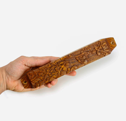 Hand Carved Wooden Mezuzah Case | Rosewood Mezuzah | Jewish Home Blessing Decor