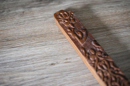 Hand Carved Wooden Mezuzah Case | Rosewood Mezuzah | Jewish Home Blessing Decor