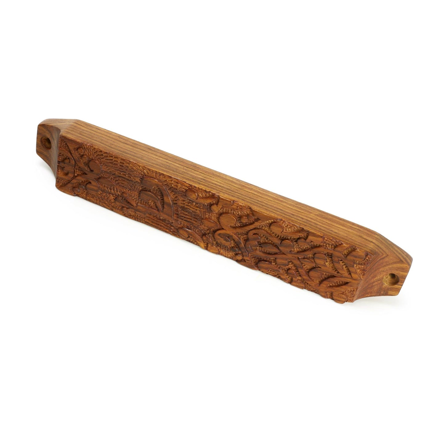 Hand Carved Wooden Mezuzah Case | Rosewood Mezuzah | Jewish Home Blessing Decor