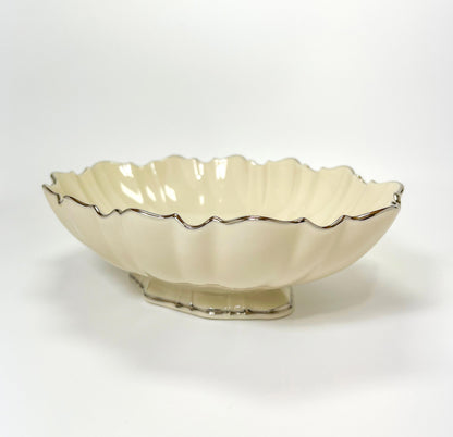Vintage Lenox "Symphony" Scalloped Edge Silver Trimmed Oval Serving Bowl 11"