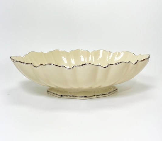 Vintage Lenox "Symphony" Scalloped Edge Silver Trimmed Oval Serving Bowl 11"