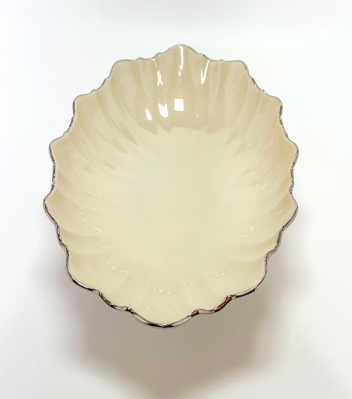 Vintage Lenox "Symphony" Scalloped Edge Silver Trimmed Oval Serving Bowl 11"
