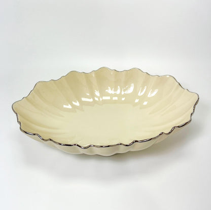 Vintage Lenox "Symphony" Scalloped Edge Silver Trimmed Oval Serving Bowl 11"