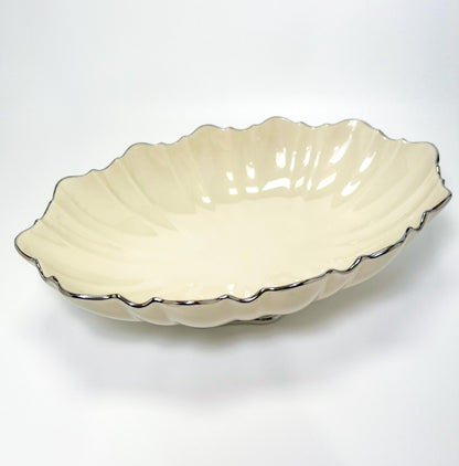 Vintage Lenox "Symphony" Scalloped Edge Silver Trimmed Oval Serving Bowl 11"