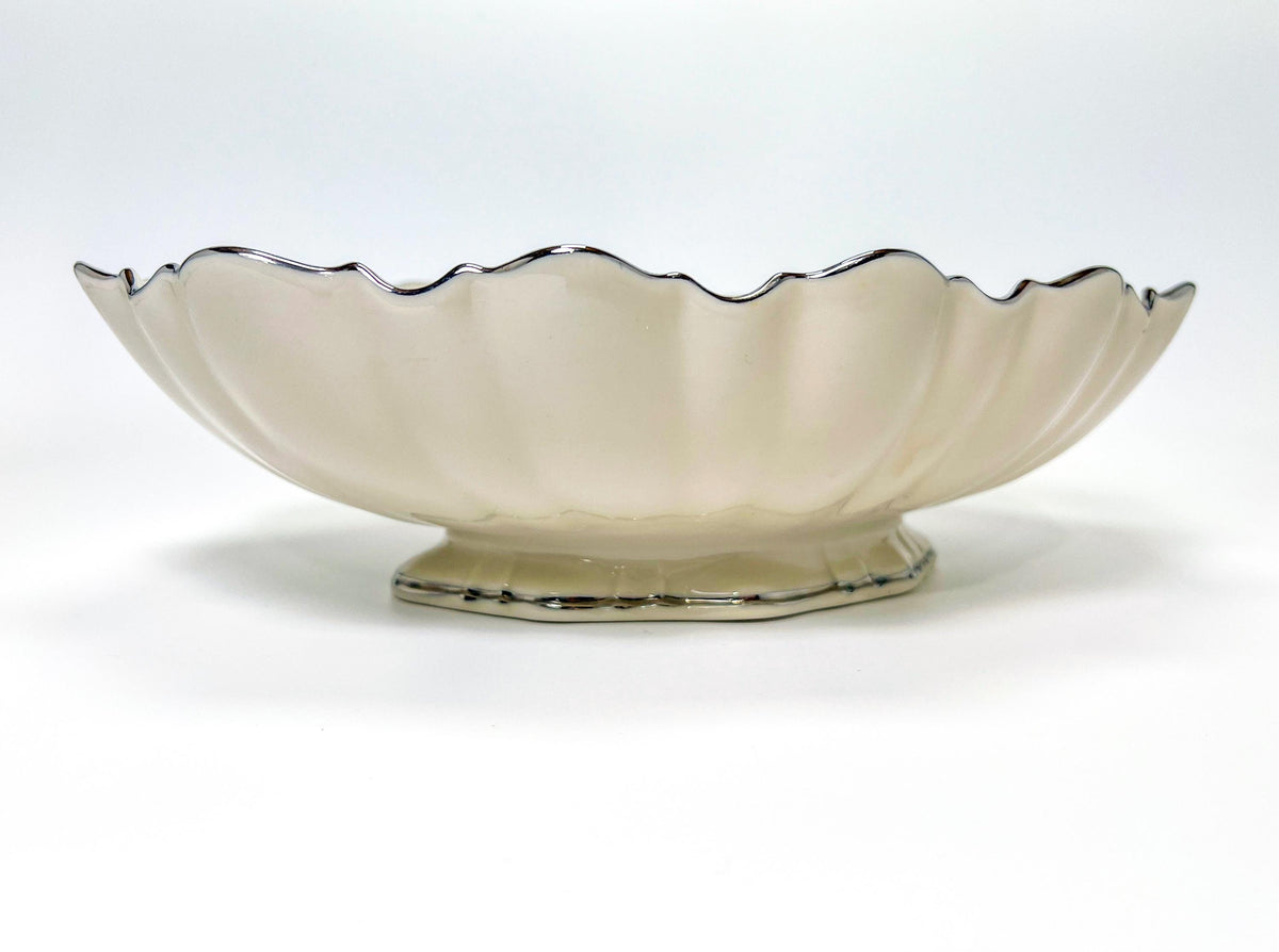 Vintage Lenox "Symphony" Scalloped Edge Silver Trimmed Oval Serving Bowl 11"