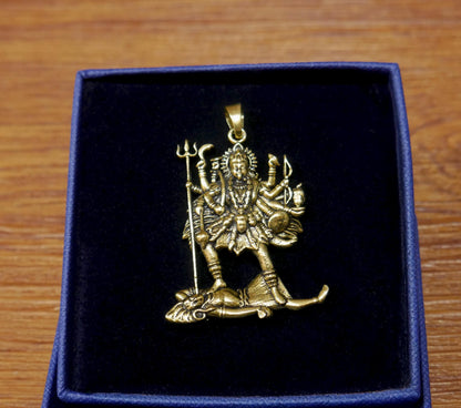 Kali Maa Pendant Brass | Hindu Goddess Kali Standing on Shiva Spiritual Jewelry Gift | Divine Feminine Protection Amulet