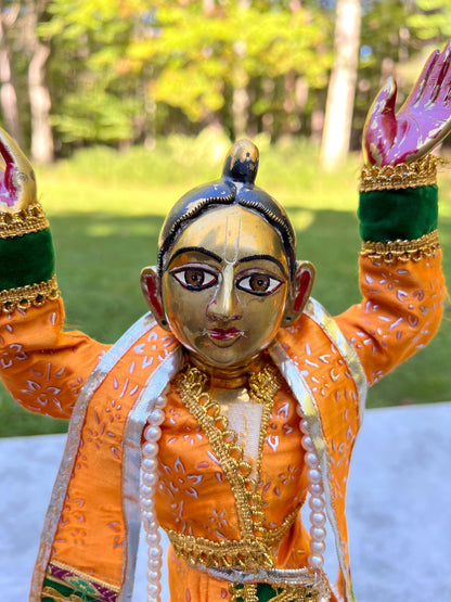 15" Vintage Brass Large Gaur Nitai Deity Statue Complete with Dresses