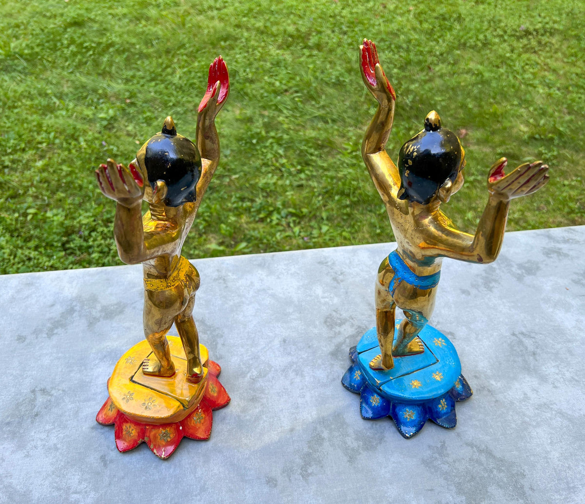 15" Vintage Brass Large Gaur Nitai Deity Statue Complete with Dresses