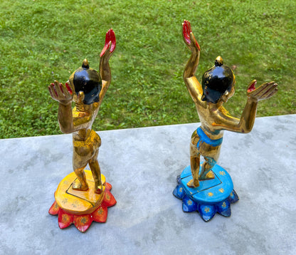 15" Vintage Brass Large Gaur Nitai Deity Statue Complete with Dresses
