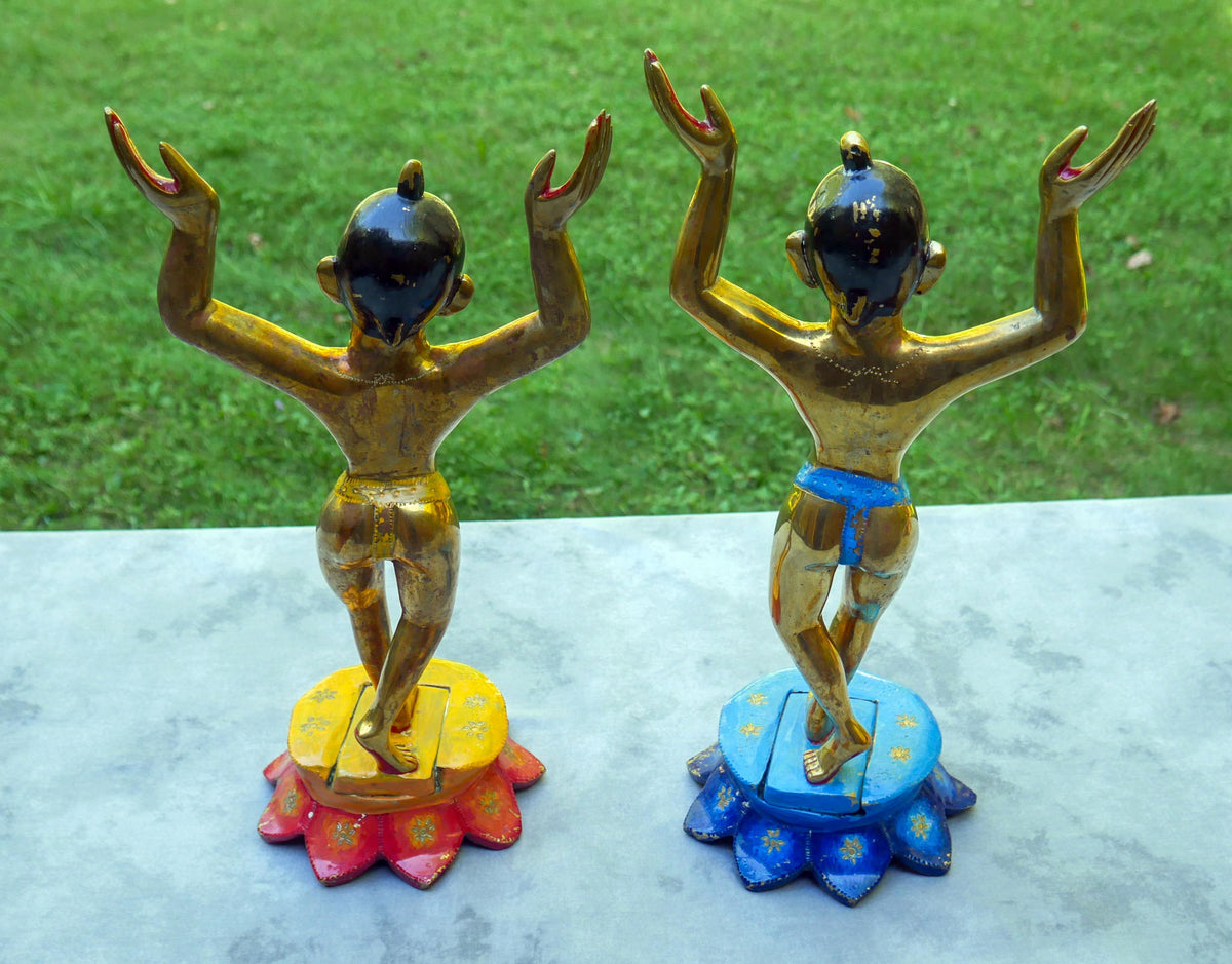 15" Vintage Brass Large Gaur Nitai Deity Statue Complete with Dresses