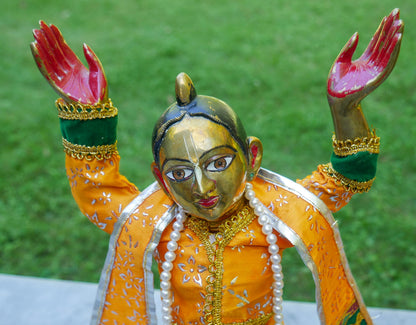 15" Vintage Brass Large Gaur Nitai Deity Statue Complete with Dresses