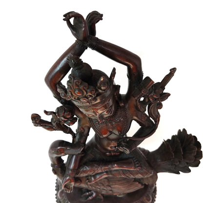 Tibetan Bronze Saraswati Goddess Tara Riding Hamsa Statue - 12.25" Tall