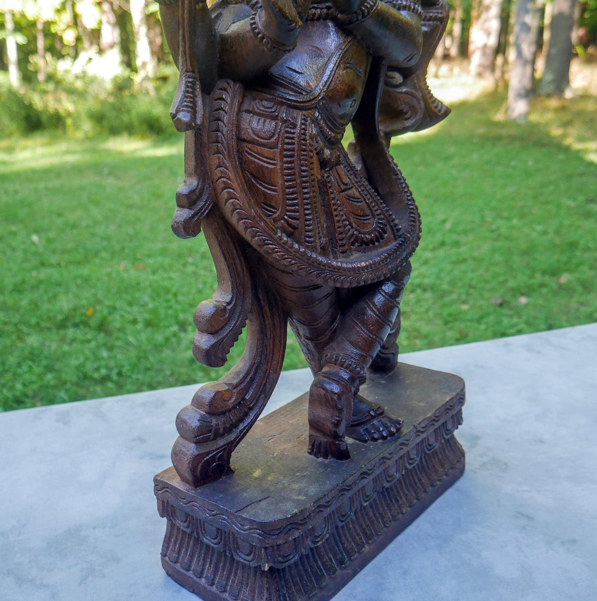 Large 24" Vintage Lord Krishna Wood Carving | Hand Carved Venugopala Flute Player | Sacred Hindu Altar Art