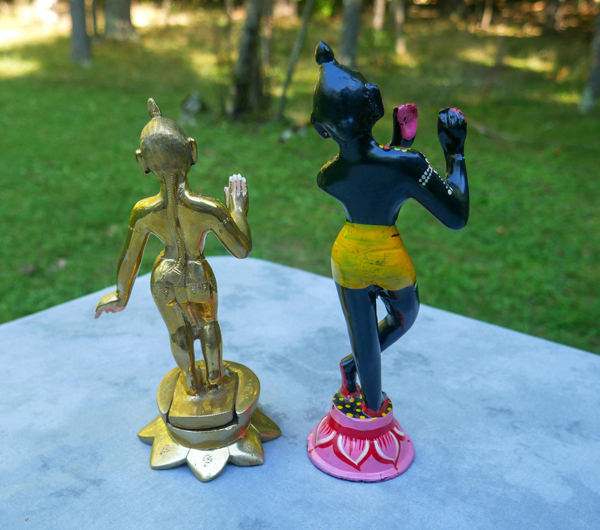 Vintage Brass Sri Sri Radha Krishna Murti Statues | Hindu God Deity