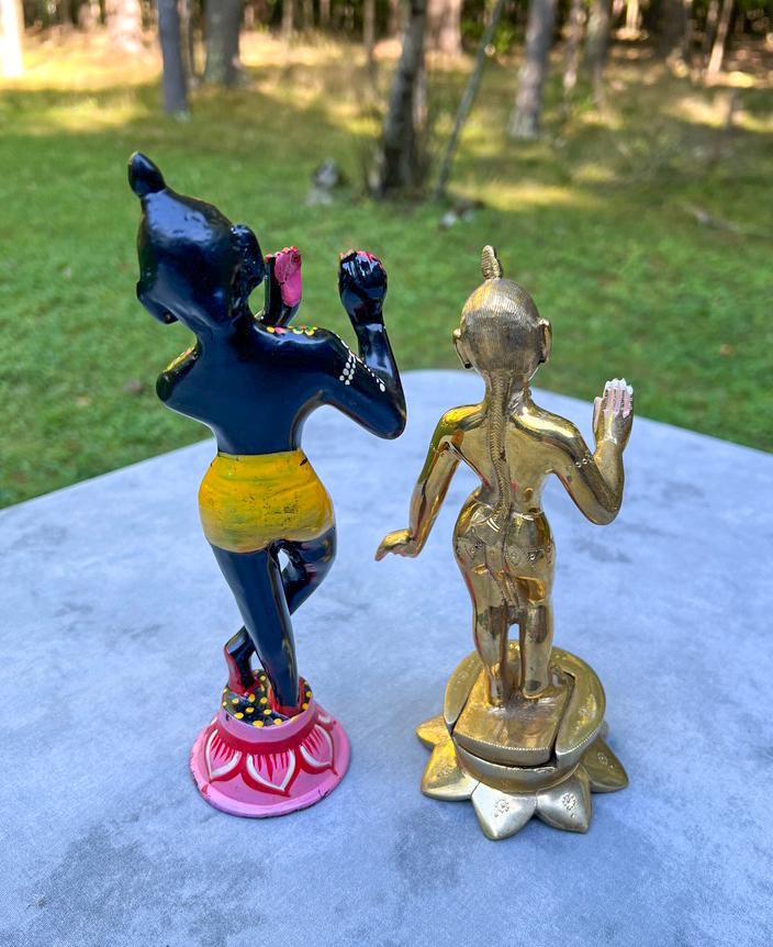 Vintage Brass Sri Sri Radha Krishna Murti Statues | Hindu God Deity