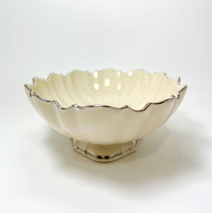 Vintage Lenox "Symphony" Scalloped Edge Silver Trimmed Oval Serving Bowl 11"