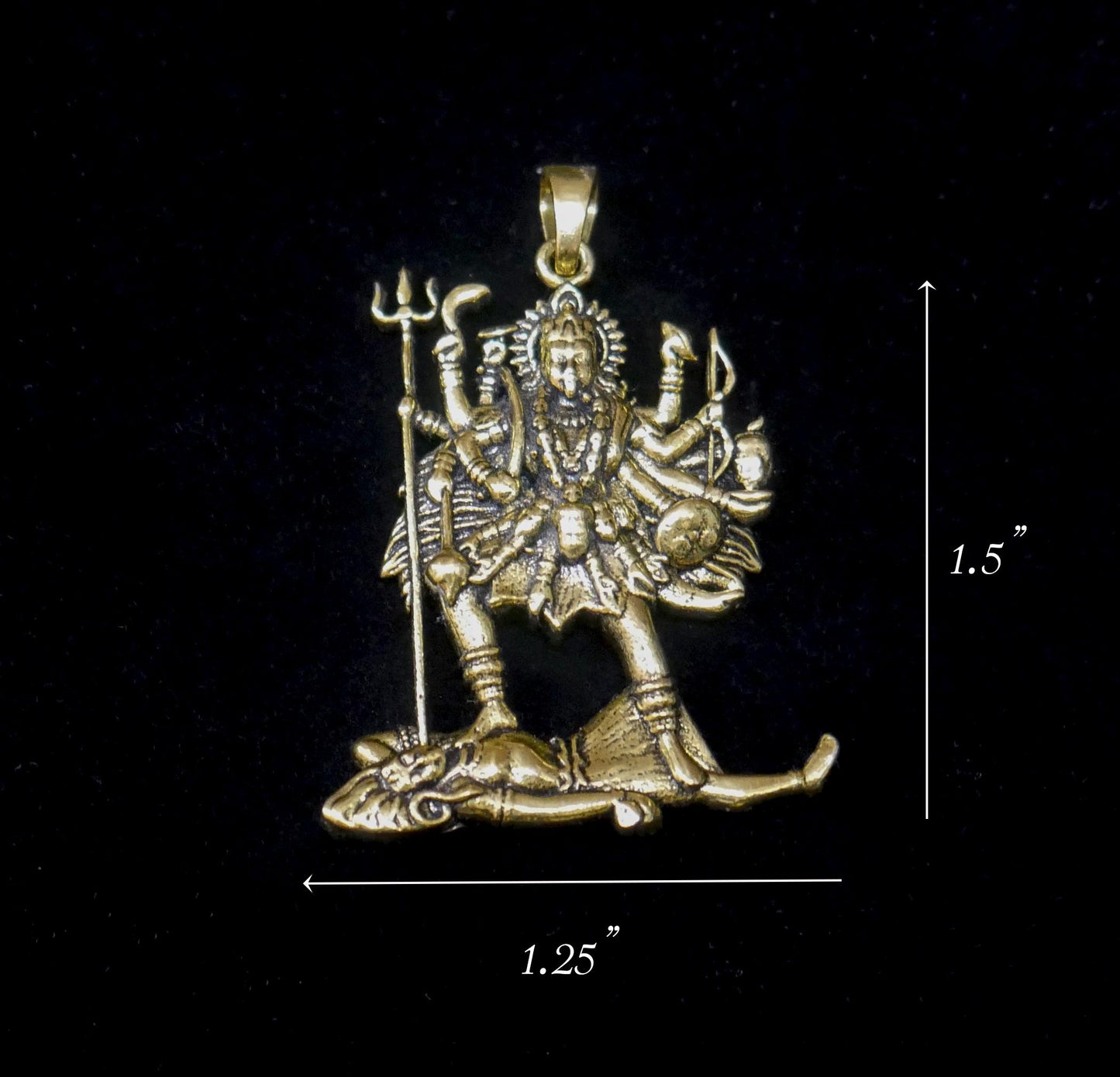 Kali Maa Pendant Brass | Hindu Goddess Kali Standing on Shiva Spiritual Jewelry Gift | Divine Feminine Protection Amulet