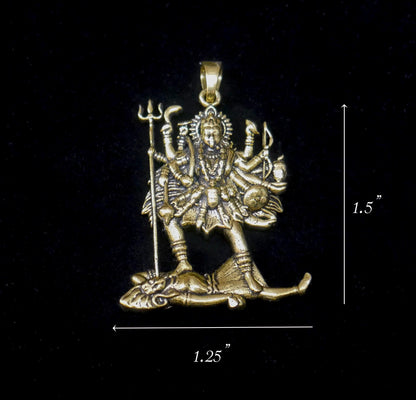 Kali Maa Pendant Brass | Hindu Goddess Kali Standing on Shiva Spiritual Jewelry Gift | Divine Feminine Protection Amulet