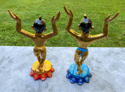 15" Vintage Brass Large Gaur Nitai Deity Statue Complete with Dresses