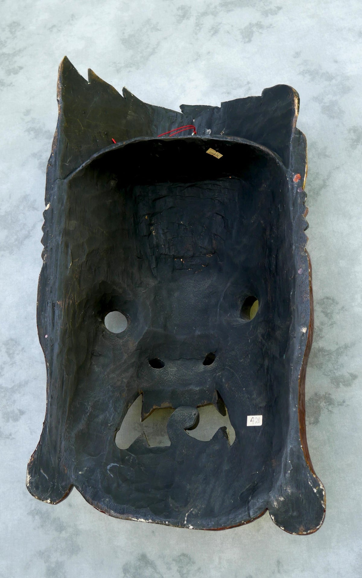 Vintage Large 25" Tibetan Mahakala Mask Hand Carved Wood | Wrathful Deity Wall Art