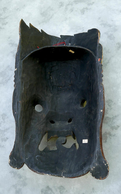 Vintage Large 25" Tibetan Mahakala Mask Hand Carved Wood | Wrathful Deity Wall Art