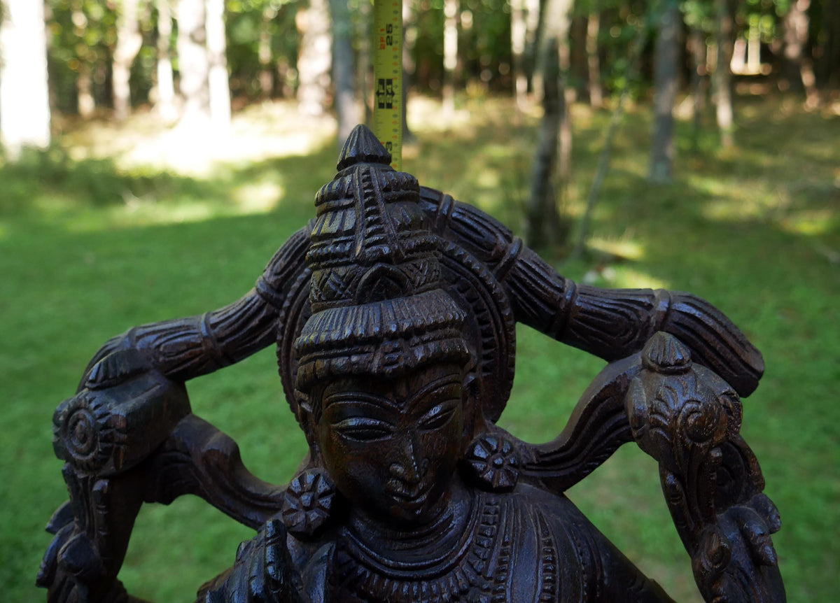 Large 24" Vintage Lord Krishna Wood Carving | Hand Carved Venugopala Flute Player | Sacred Hindu Altar Art