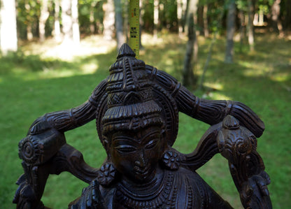 Large 24" Vintage Lord Krishna Wood Carving | Hand Carved Venugopala Flute Player | Sacred Hindu Altar Art