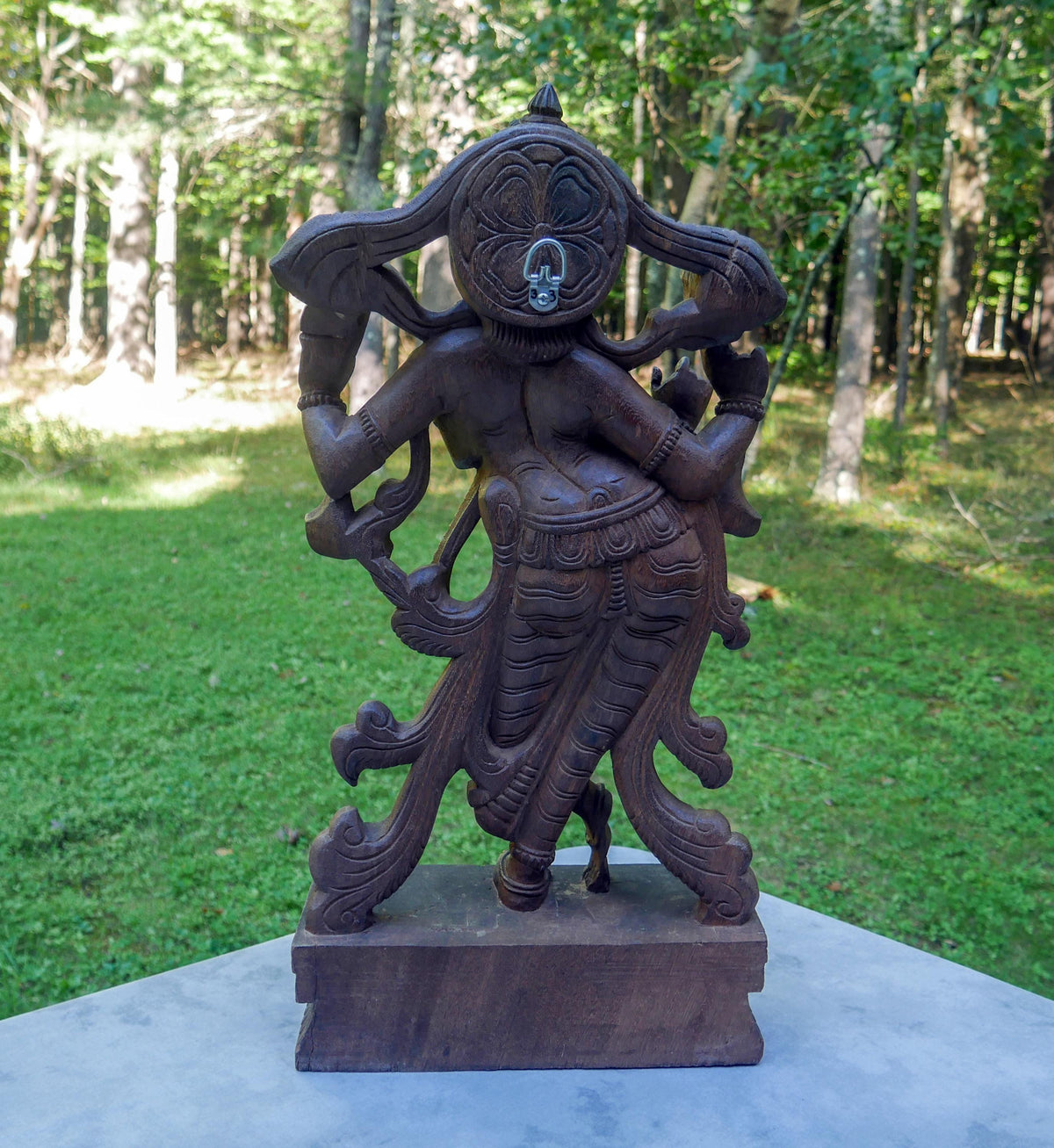 Large 24" Vintage Lord Krishna Wood Carving | Hand Carved Venugopala Flute Player | Sacred Hindu Altar Art