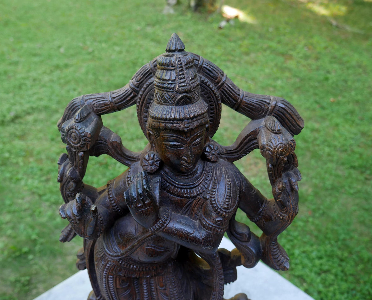 Large 24" Vintage Lord Krishna Wood Carving | Hand Carved Venugopala Flute Player | Sacred Hindu Altar Art