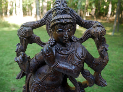 Large 24" Vintage Lord Krishna Wood Carving | Hand Carved Venugopala Flute Player | Sacred Hindu Altar Art