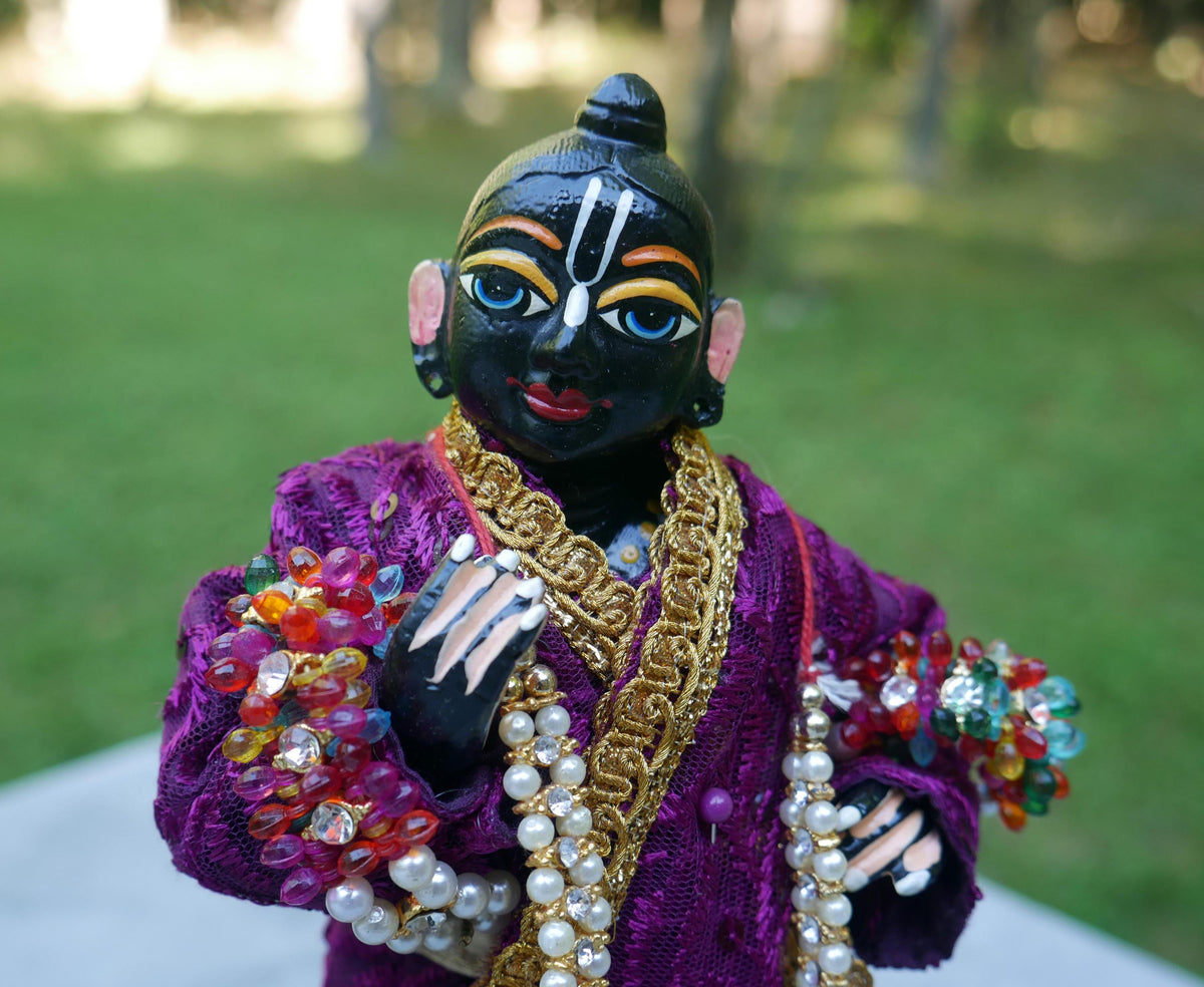 10" Vintage Brass Hand-painted Krishna Balaram Deities Complete Dresses Jewelry