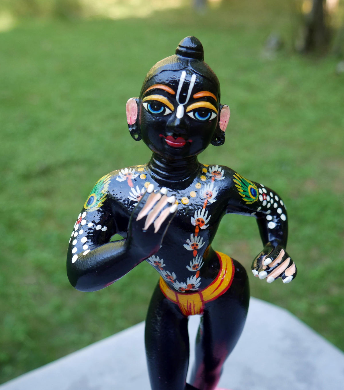 10" Vintage Brass Hand-painted Krishna Balaram Deities Complete Dresses Jewelry