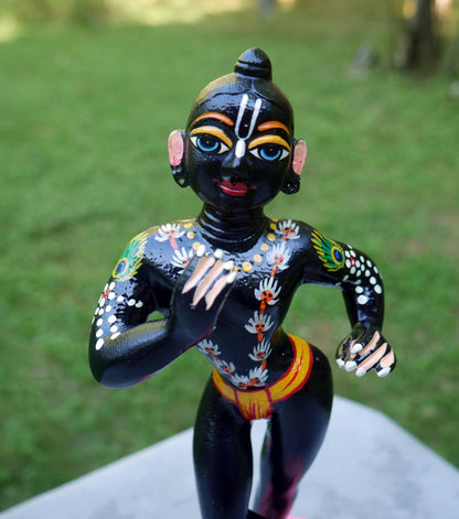 10" Vintage Brass Hand-painted Krishna Balaram Deities Complete Dresses Jewelry
