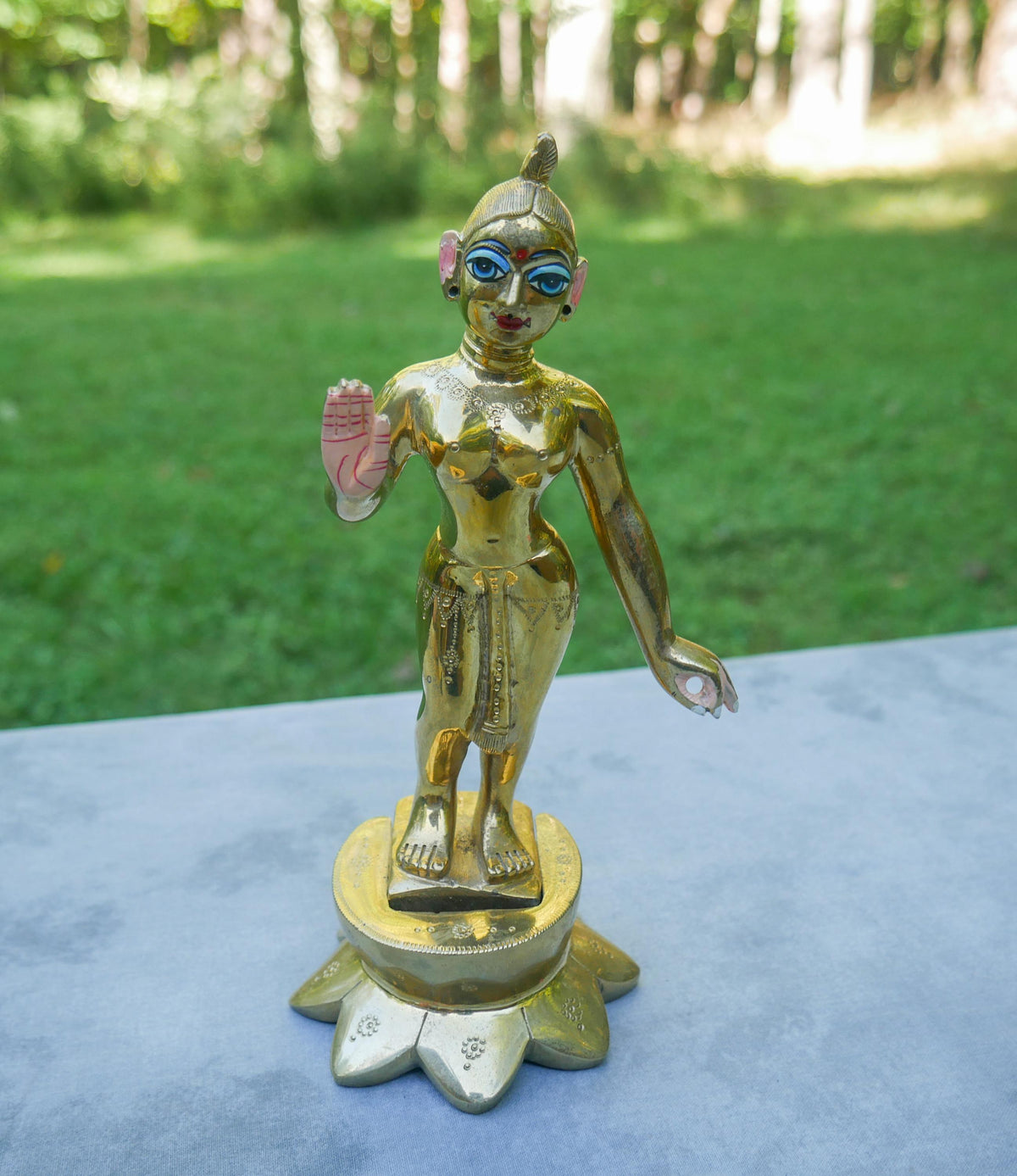 Vintage Brass Sri Sri Radha Krishna Murti Statues | Hindu God Deity