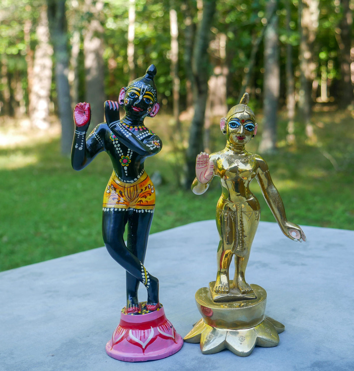 Vintage Brass Sri Sri Radha Krishna Murti Statues | Hindu God Deity