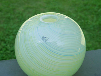 7.5" Vintage Dansk International Designs Art Glass Swirl Sphere / Orb Vase