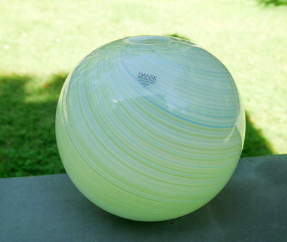 7.5" Vintage Dansk International Designs Art Glass Swirl Sphere / Orb Vase